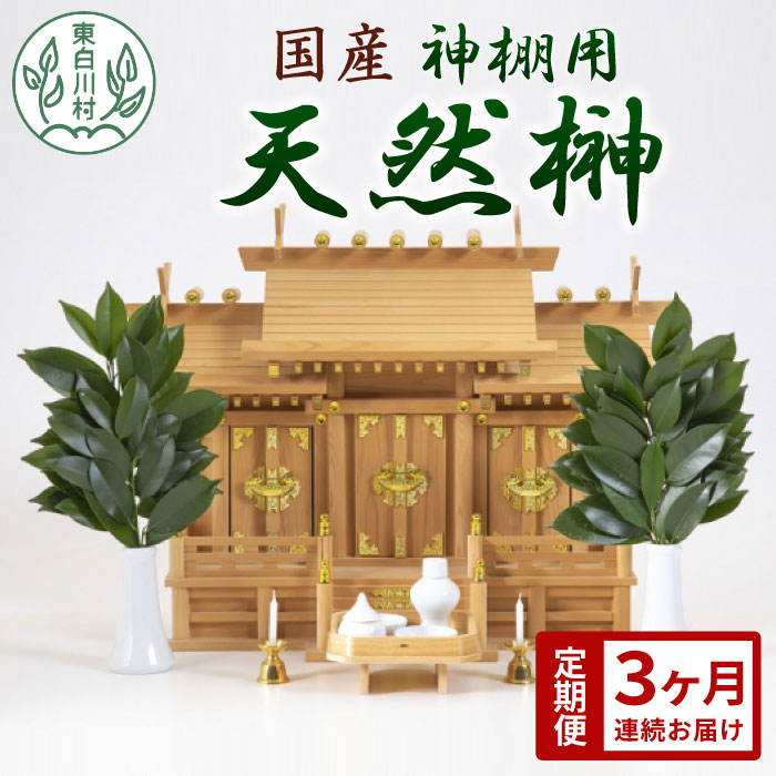 【ふるさと納税】【定期便・全3回】 神棚用 国産榊 さかき 2束 3ヶ月連続でお届け お供え お祀り 国産 天然 新鮮 長持ち 天然榊 東白川村 11000円