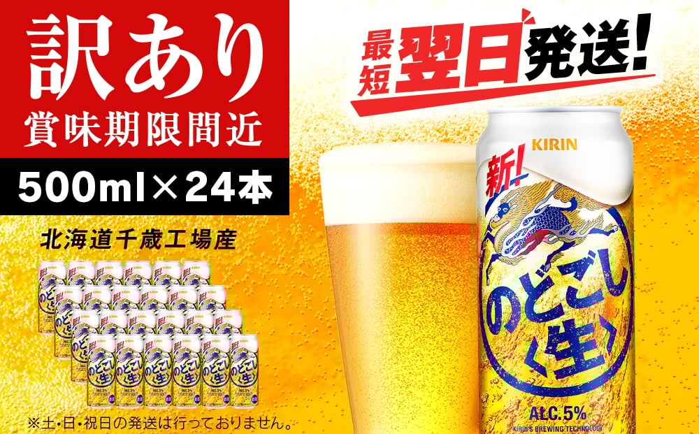 
            【訳あり】キリンのどごし＜生＞ ＜北海道千歳工場産＞500ml（24本）
          