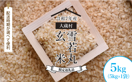 ■数量限定返礼品■ ＜令和7年産 大蔵村 雪若丸＞【玄米】 5kg （5kg×1袋）＜配送時期が選べて便利＞　