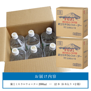 富士ミネラルウォーター ２L×12本  防災 防災グッズ 備蓄 ストック  保存 非常用 