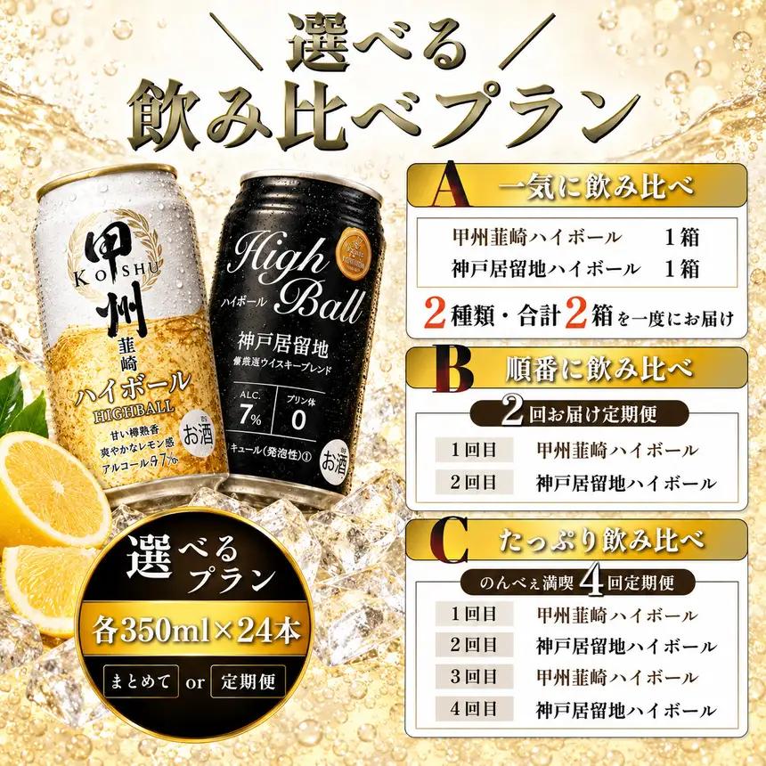 【Cセット】甲州韮崎＆神戸居留地 ハイボール飲み比べセット 《たっぷり飲み比べ》
