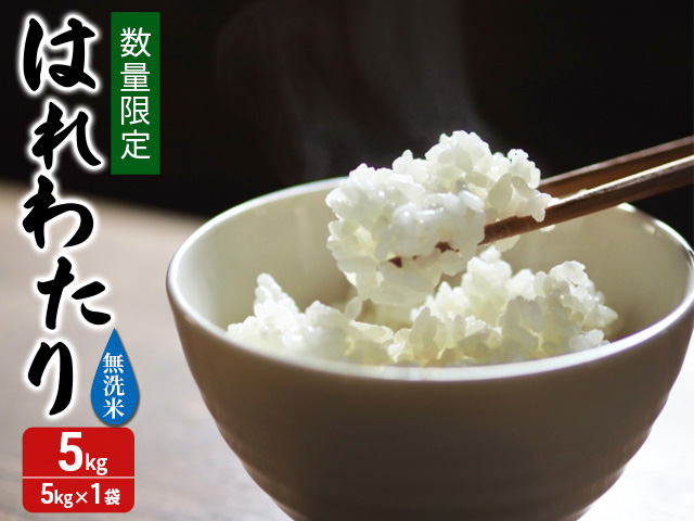 数量限定 令和7年産 はれわたり 無洗米 5kg 1袋 米 白米 こめ お米 おこめ コメ ご飯 ごはん 特A 特A米 令和7年 限定 H.GREENWORK 青森 青森県 鯵ヶ沢町 