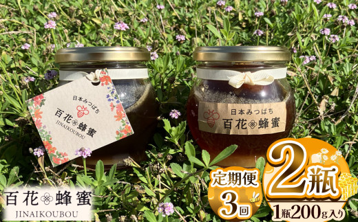 【定期便3回】日本ミツバチの百花蜂蜜(2瓶) | 定期便 はちみつ ハチミツ ミツバチ 純度100％国産 無添加 栃木県 下野市