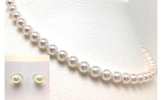 真珠  6.5 ～ 7.0 mm ネックレス ピアス セット 42.5cm パール 三重県 伊勢志摩 志摩市 アクセサリー ジュエリー おしゃれ ファッション 高品質 ギフト プレゼント  母の日 /