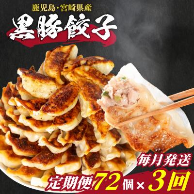 ふるさと納税 下関市 訳あり 黒豚餃子 3回 毎月 定期便 72個 12個×6パック 冷凍 下関 山口 IB020