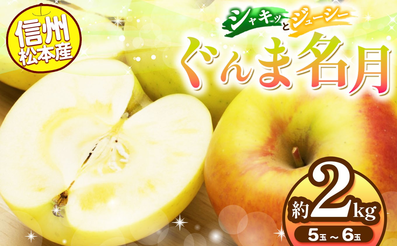 
                  【先行受付】信州松本産　ぐんま名月　5～6玉約2kg 通常品 │ 林檎 りんご リンゴ ぐんま名月 果汁 果物 貴重 くだもの フルーツ 自然 旬 ご褒美 長野県 信州 松本 ふるさと納税
                