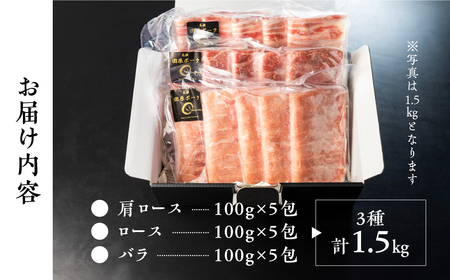 【12回 定期便】国産 豚肉 食べ比べ 500g × 3 計 1.5kg しゃぶしゃぶ用 ロース 肩ロース バラ 冷凍 田原ポーク 小分け 100g ずつ 個包装 定期便