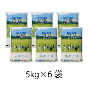 【定期便】特別栽培米鹿野産こしひかり精米30kg（5kg×6袋)