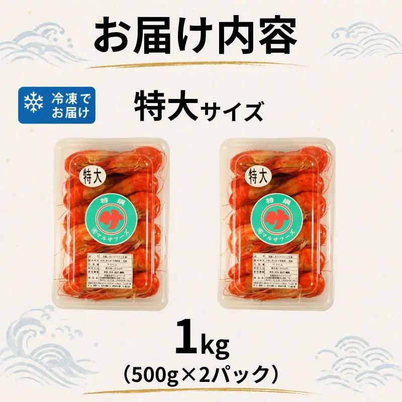 【北海しまえび】特大 1kg（500g×2） えび
