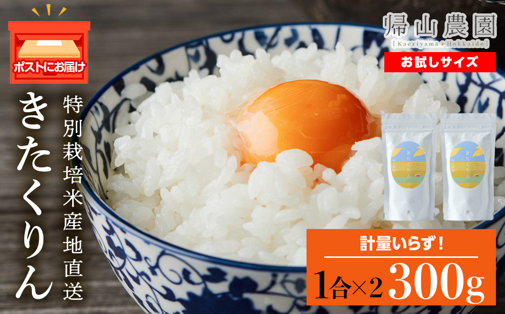 
            【新米発送】きたくりん 米 一合 150g× 2袋 国産 北海道 北海道米 北海道産 きたくりん 特別栽培米 特別栽培農産物知内 帰山農園
          