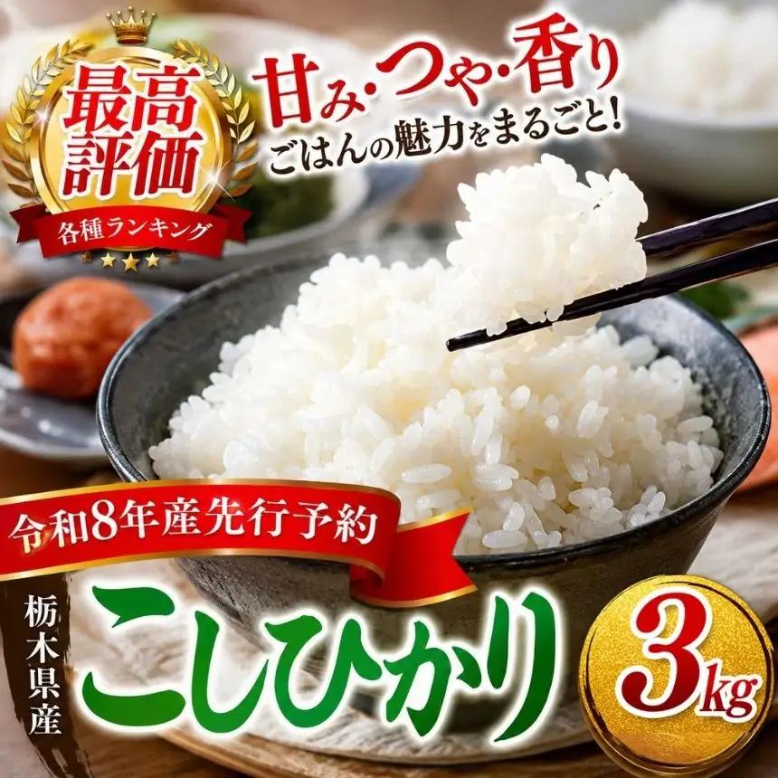 【2026年先行予約】ごはんが主役！矢板市産こしひかり 白米 3kg お米 栃木県 矢板市