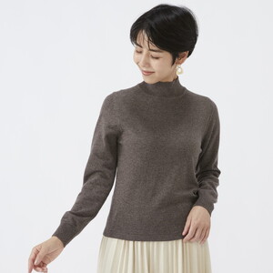 日本製 カシミヤ100% レディース ハイネックセーター モカブラウン S～Lサイズ