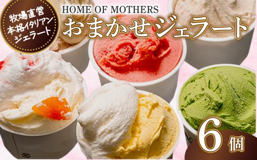 ジェラート 6個 （ プレミアムジェラートのみ3種以上入アソート） アイス  牧場直営 イタリアンジェラート おまかせ アイスクリーム イタリア ミルク 果物 フルーツ 牧場 スイーツ デザート お菓子 贈答 プレゼント 贈り物 人気  ホームオブマザーズ 宇畑牧場  hom001_X1