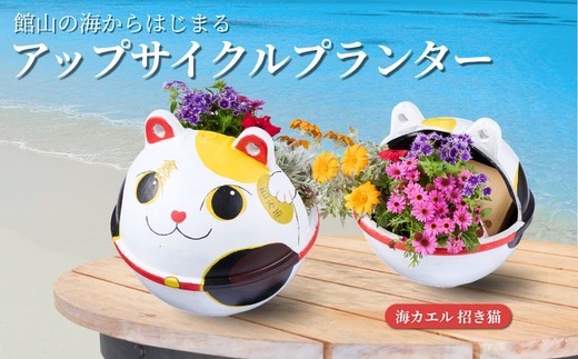 アップサイクルプランター　海カエル招き猫(1個)【1681030】