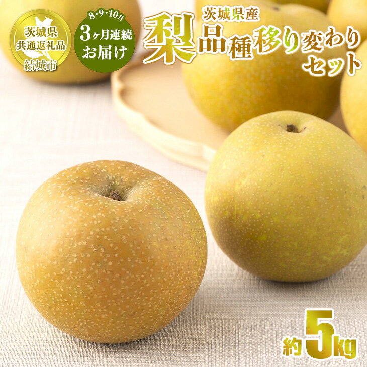 【ふるさと納税】【定期便】梨 品種移り変わりセット 3ヶ月連続お届け（8月、9月、10月） 【茨城県共通返礼品　結城市産】※先行予約　※2025年8月上旬～10月下旬頃に順次発送予定