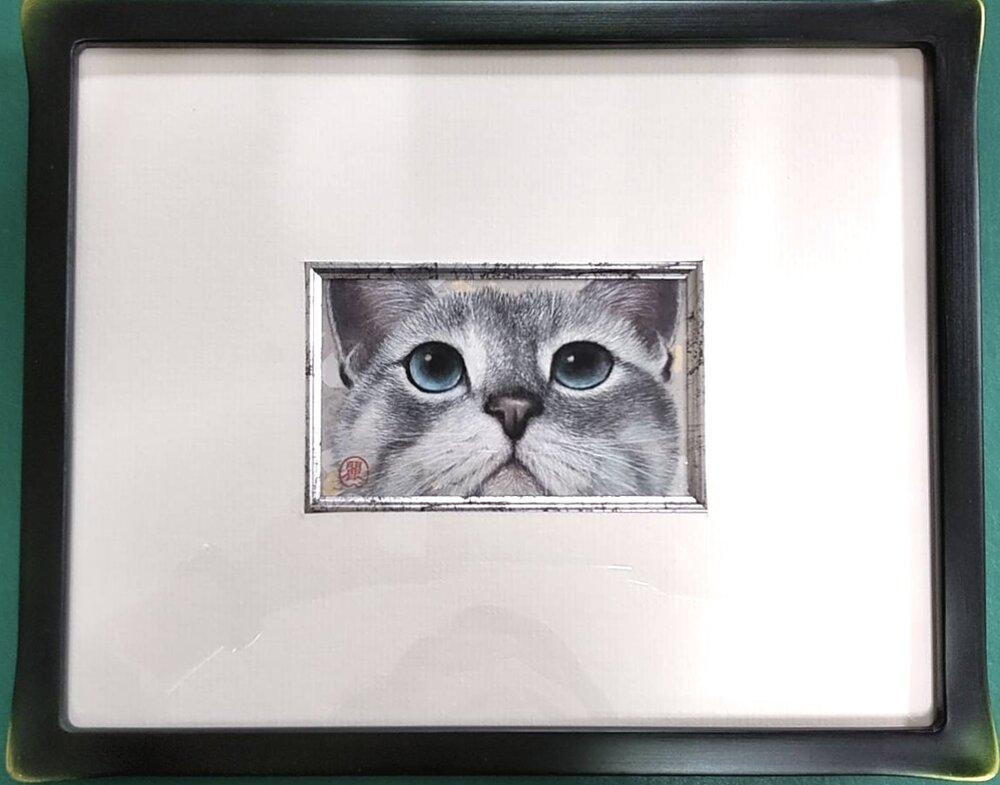 
猫の肖像画　日本画（ミニアチュール）
