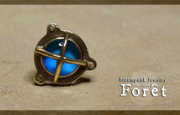 Steampunk スチームパンク 船舶ライト ピアス 【オレンジ】