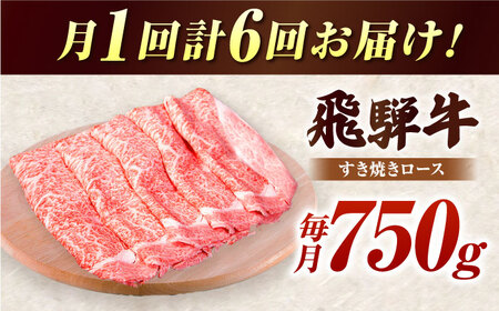 【6回定期】 飛騨牛　A5等級　大容量　「肉のキング」特選飛騨牛すきやき用(ロース750g)[AVAG006]