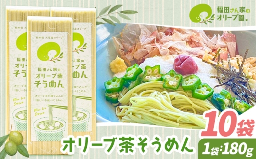 オリーブ 茶 そうめん 10袋 セット 福田さん家のオリーブ園。《30日以内に出荷予定(土日祝除く)》手延べ 麺 乳酸菌 天草 苓北 熊本 送料無料