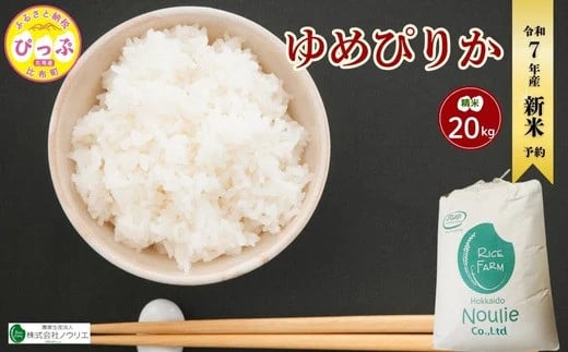 2025年産 先行受付【農業生産法人ノウリエ】北海道産 ゆめぴりか 精米 20kg【11月から12月上旬発送】 米 お米 北海道米 特Aランク 国産 白米 コメ 北海道 比布町 ぴっぷ
