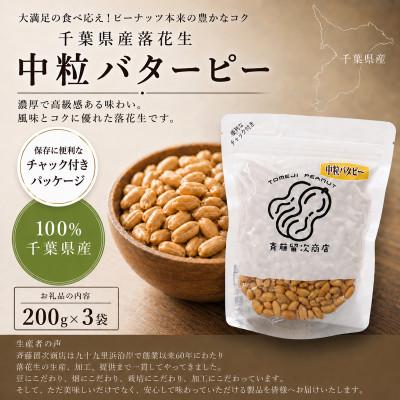 ふるさと納税 大網白里市 千葉県産落花生「中粒バターピー」大袋3袋セット(総容量600g【200g×3袋】)