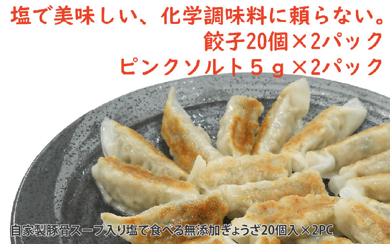 
自家製豚骨スープ入り塩で食べる無添加ぎょうざ20個入×2PC
