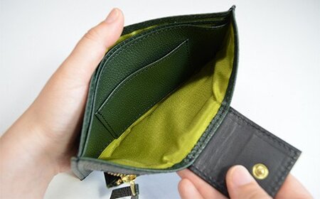 スマート長財布（シュリンクレザー・グリーン）　BK006