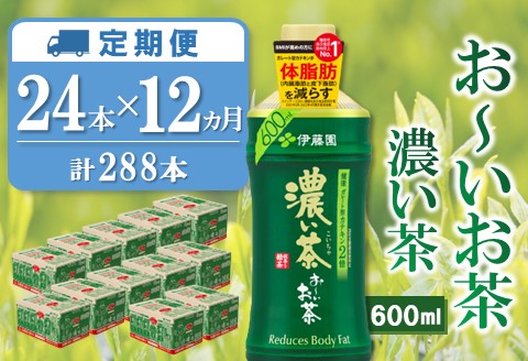 【12か月定期便】おーいお茶濃い茶 600ml×24本(合計12ケース)【伊藤園 お茶 緑茶 濃い 渋み まとめ買い 箱買い ケース買い カテキン 2倍 体脂肪】J02-A071375