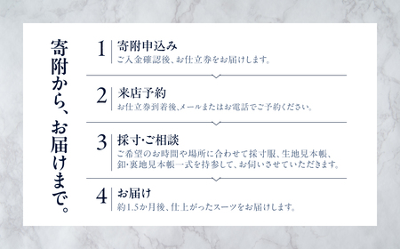 水の都・大垣産　高級服地＜SUITO WOOL＞使用　オーダースーツ9着お仕立券（出張オーダーサービス）