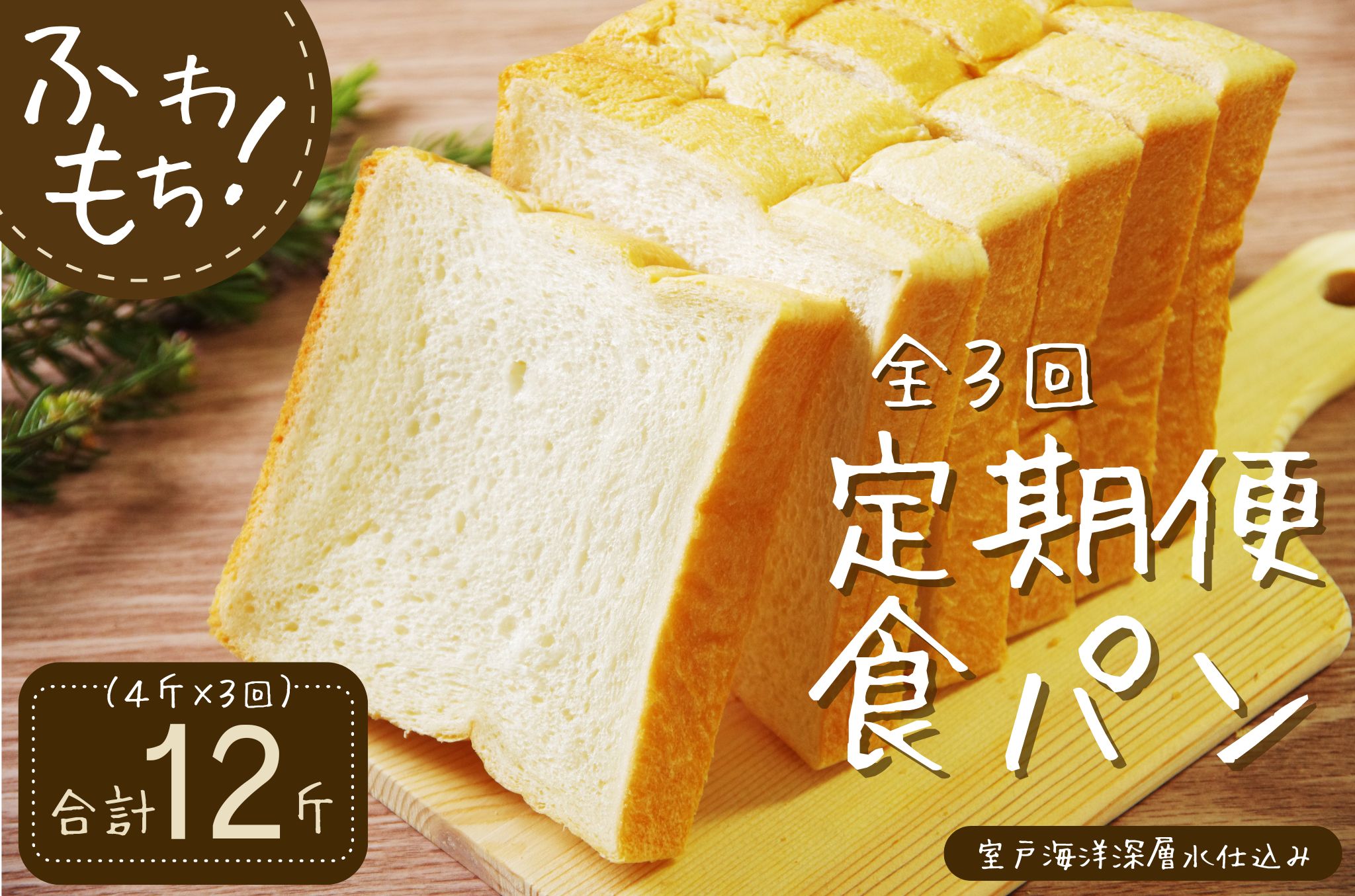 【室戸海洋深層水仕込み】深層水食パン連続３回定期便  食パン ぱん 朝食 ギフト 定期便 人気 食事パン おやつ ４斤×３回