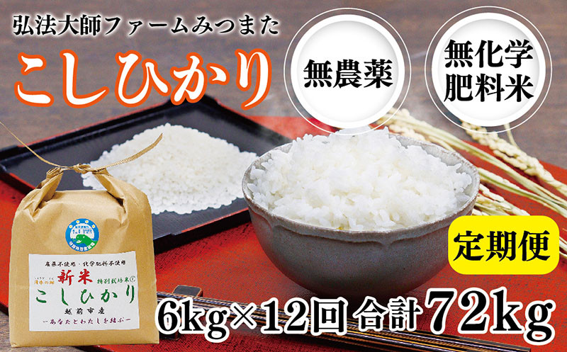 
【定期便12回】令和6年度産 新米 こしひかり 6㎏（合計72kg）〈弘法大師ファームみつまた〉
