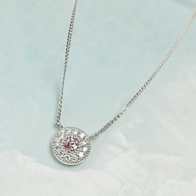 ふるさと納税 大津市 【プラチナ900 ラボピンクダイヤネックレス 0.095ct】40cm メレデザインペンダント Pt