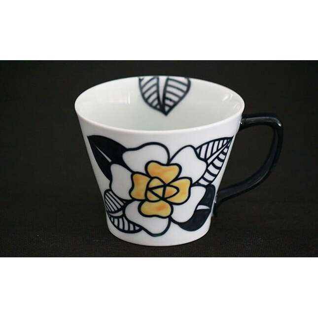 バラのマグカップ（黄）【やきもの工房こすず】フリーカップ スタイリッシュ＆モダン A12-181