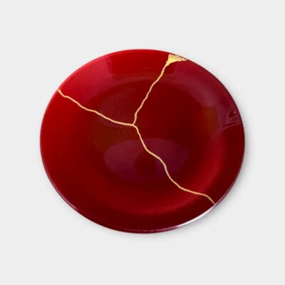 丸小皿　金継ぎデザイン　本朱【1760413】