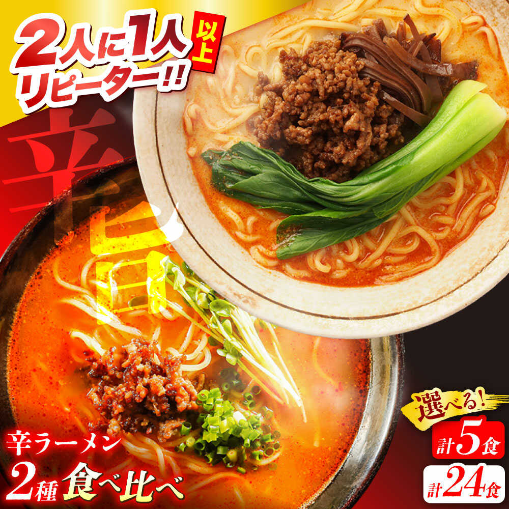 【ふるさと納税】【選べる内容量】【2人に1人がリピーター！】辛ラーメン 2種 食べ比べ / ラーメン 麺 乾麺 とんこつ 味噌 辛みそ 担々麺 3000円 3000 13000 13000円 / 南島原市 /【ふるせ】 [SAQ001]