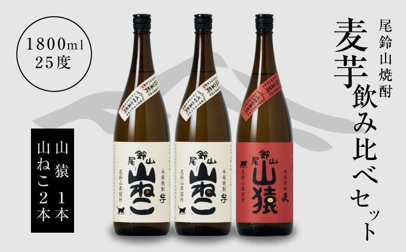 焼酎尾鈴山（山猿1本・山ねこ2本）1800ml  K08_0004_1