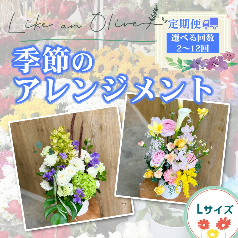 【ふるさと納税】【定期便】季節のアレンジメント【L】　（毎月定期便）　【選べる回数：2～12カ月】　【フラワーアレンジメント アレンジメント 季節の花 生花 花 植物 ブーケ ギフト プレゼント インテリア お楽しみ 】
