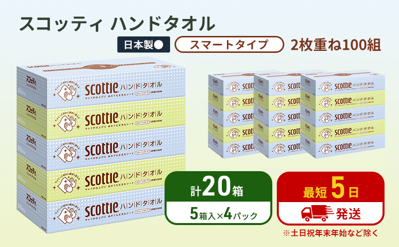 ペーパータオル スコッティ キレイの仕上げ 20箱 ( 5箱 × 4パック )