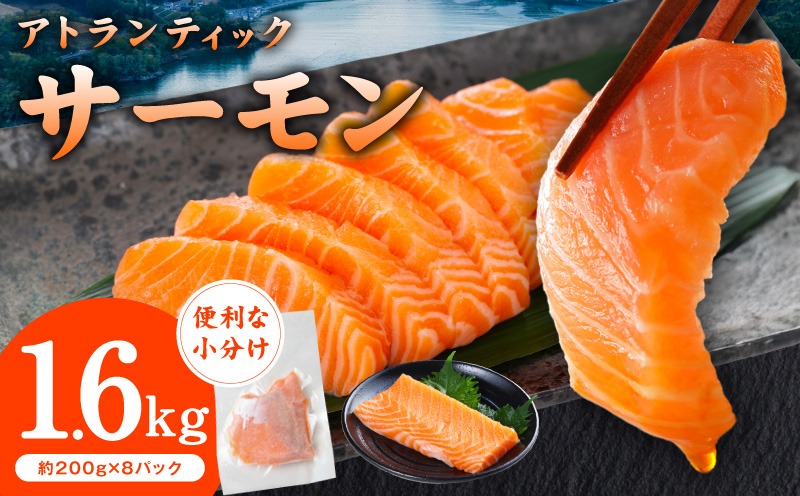 G3551 アトランティックサーモン 1.6kg【小分け 200g×8P 柵切り 刺身 魚介 海鮮 さーもん 生食】
