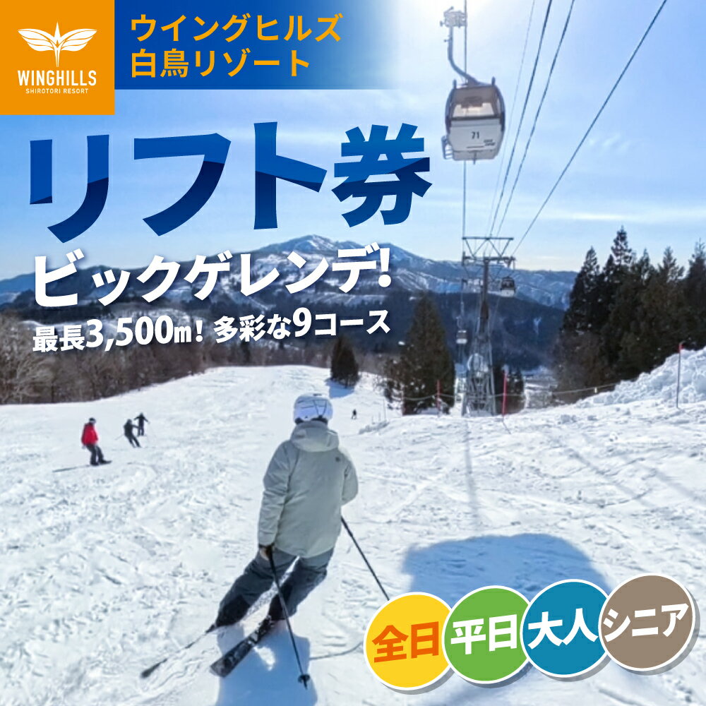 【ふるさと納税】ウイングヒルズ白鳥リゾート リフト券 平日 全日 大人 シニア 選べる スキー スノーボード スキー場 チケット 白鳥エリア スポーツ 岐阜県 チケット スキーチケット 近畿・中部 スキーチケット 中部[G0285]
