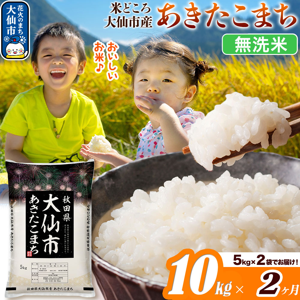 米 令和7年産《定期便2ヶ月》【無洗米】米どころ秋田県大仙市産 あきたこまち 10kg（5kg×2袋）