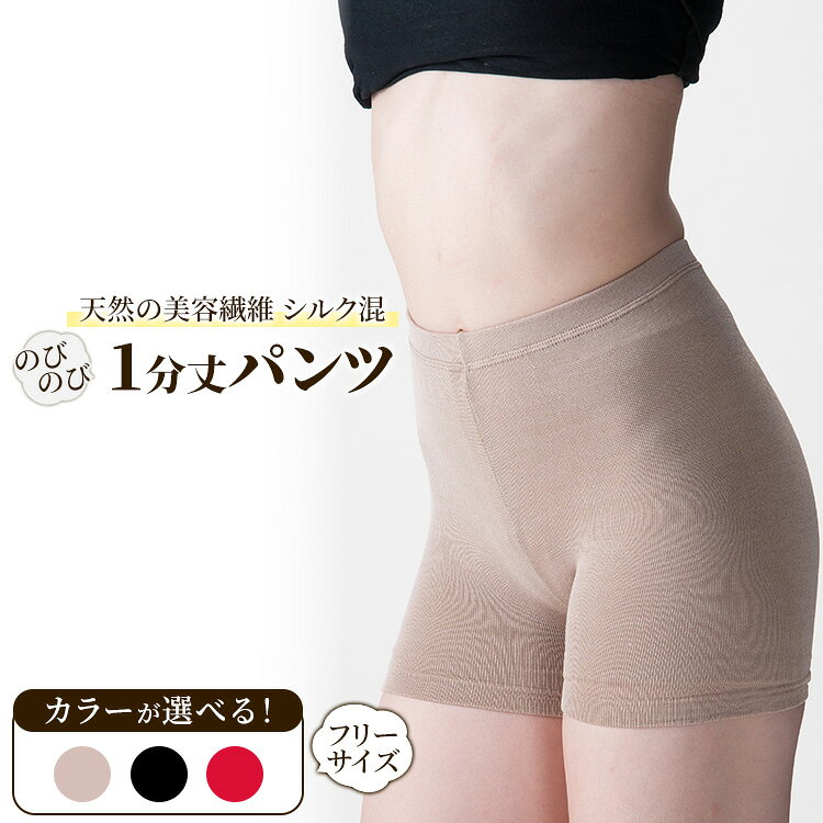 【ふるさと納税】天然の美容繊維 シルク混のびのび1分丈パンツ フリーサイズ H-S2000