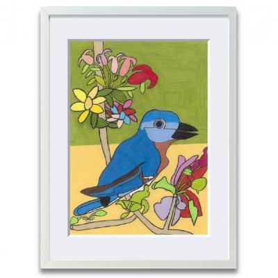 ふるさと納税 渋谷区 アート作品「りんごの花とルリビタキ」(小) 【169008】