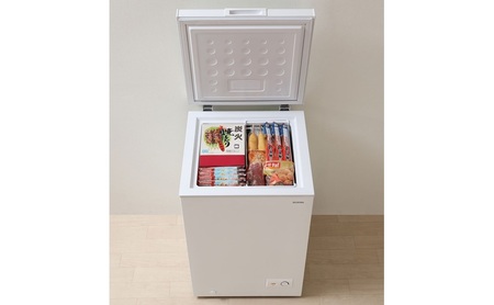 冷凍庫 上開き式冷凍庫 100L ICSD-10C-W ホワイト アイリスオーヤマ 上開き 省エネ 冷凍 食品 氷 保存 コンパクト 温度調節 まとめ買い 静音 冷凍食品 ストック バスケット付