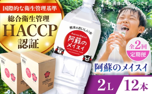 【全2回定期便】 阿蘇のメイスイ 2L 計12本(6本×2ケース) / 水 ペットボトル 2Lサイズ ミネラルウォーター 天然水 定期便 熊本県 菊陽町 阿蘇の天然水 天然ミネラルウォーター ペットボトル 2L ラベル 便利 保存用 軽量 家庭用 オフィス用 水分補給 旅行【丸富産業株式会社】 [BHDG027]