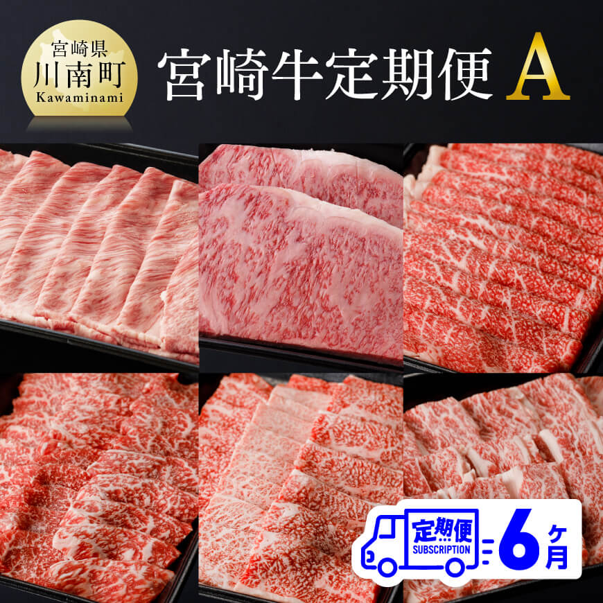 【６ヶ月定期便】宮崎牛定期便A　牛肉 黒毛和牛 国産牛肉 肉質等級4等級以上 九州産牛肉 定期便[D0676t6]