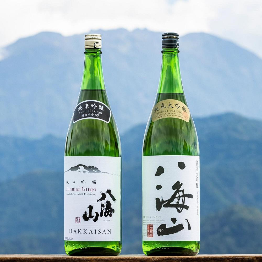 
越後の名酒「八海山」純米吟醸55％・純米大吟醸一升瓶詰合せ（各1800ml）
