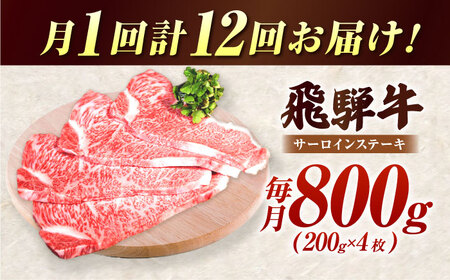 【12回定期】「肉のキング」特選 飛騨牛 A5等級 ステーキ (サーロイン800g)[AVAG010]