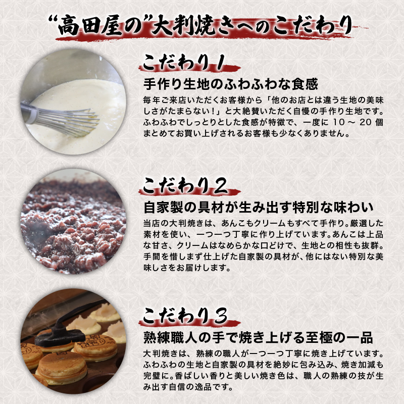 大判焼 詰合せ 18個セット 冷凍 期間限定 冬季限定 粒あん 白あん クリーム アソート あずき和菓子 おかし お菓子 あんこ 餡子 小豆 白餡 回転焼 今川焼 セット お土産 贈答 笹だんごの高田