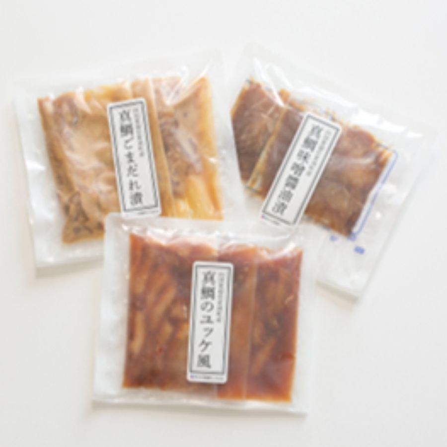 ＜愛南漁業協同組合＞「愛南真鯛」3種セット（ごまダレ漬・醤油漬・ユッケ風）各2食（計6食）
